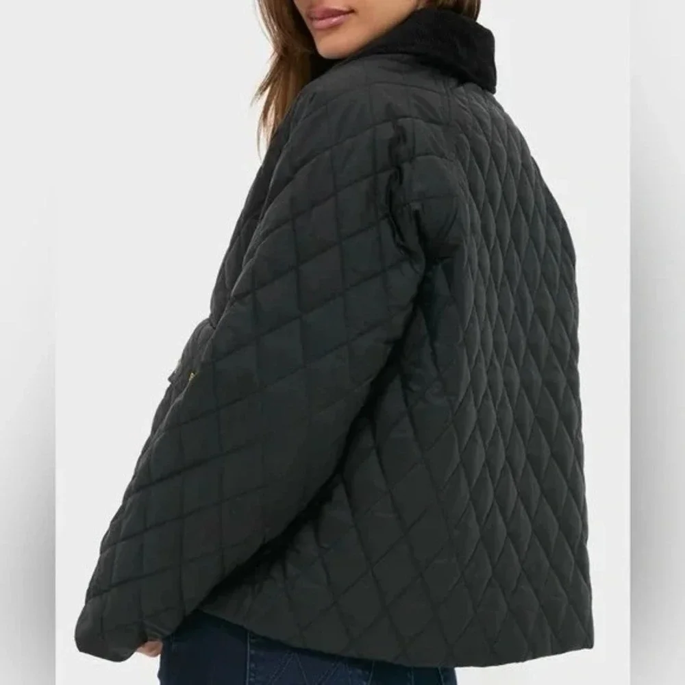 Barbour x Tuckernuck Kinsley Quilted Jacket Black Floral Lined Womens Sz 12 - Picture 9 of 16